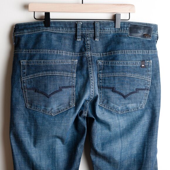 Buffalo David Bitton King-X Jeans Mens 36x32 Blue Basic Slim Boot Stretch Dark - Picture 7 of 15